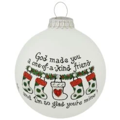Friend One Of A Kind Friend With Stockings Heart Gifts Glass Ornament