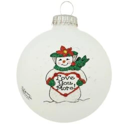 Snowman Love You More Glass Ornament