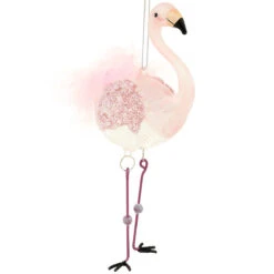 6 Inch Pink Flamingo Glass Ornament