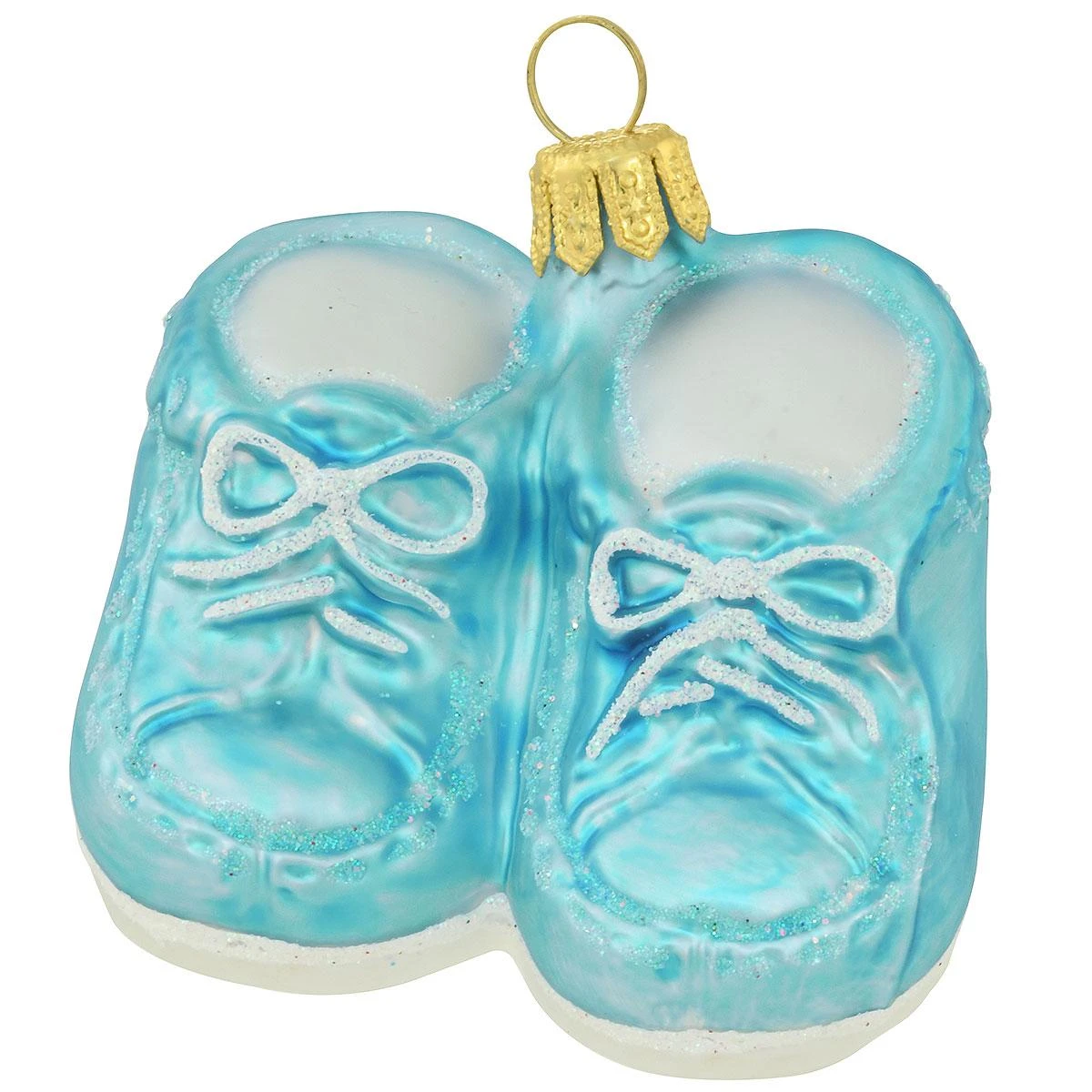 Baby Shoes Blue Glass Ornament 3 Baby Shoes Blue Glass Ornament
