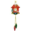 Cuckoo Clock Red Glass Ornament