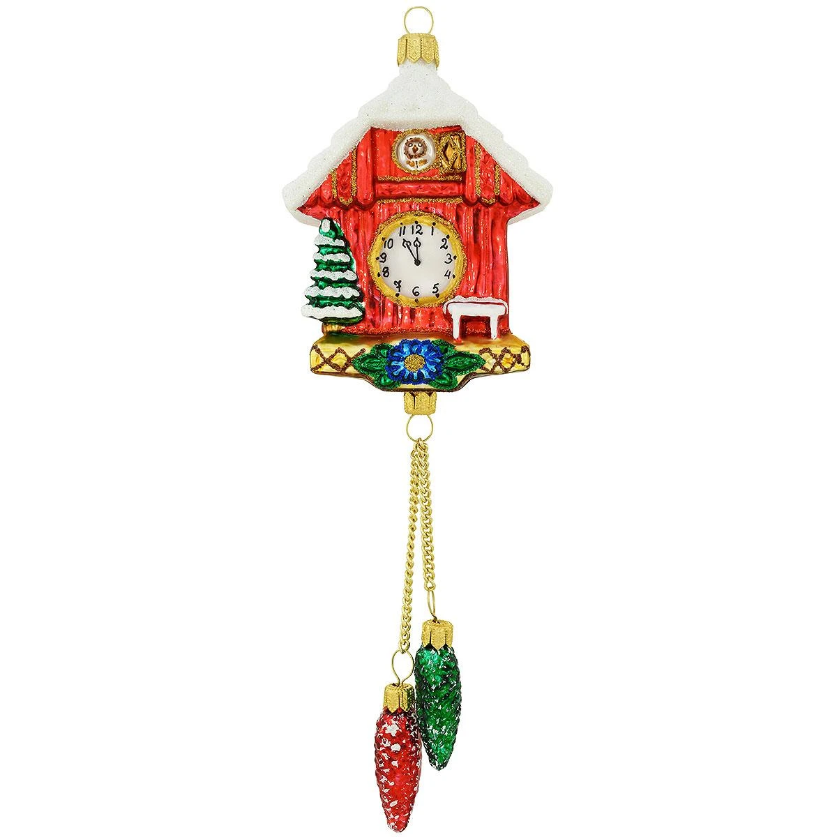 Cuckoo Clock Red Glass Ornament 3 Cuckoo Clock Red Glass Ornament