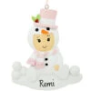 Personalized Baby Girl In Snowman Costume Ornament 2 Personalized Baby Girl In Snowman Costume Ornament -Holiday Decoration Store 1206111 web 1.default