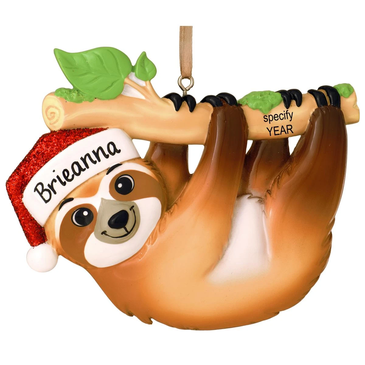 Personalized Sloth With Santa Hat Ornament 3 Personalized Sloth With Santa Hat Ornament