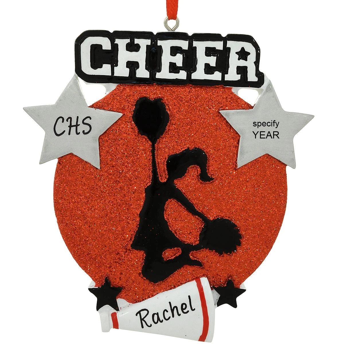 Personalized Cheer Red Silhouette Ornament 3 Personalized Cheer Red Silhouette Ornament