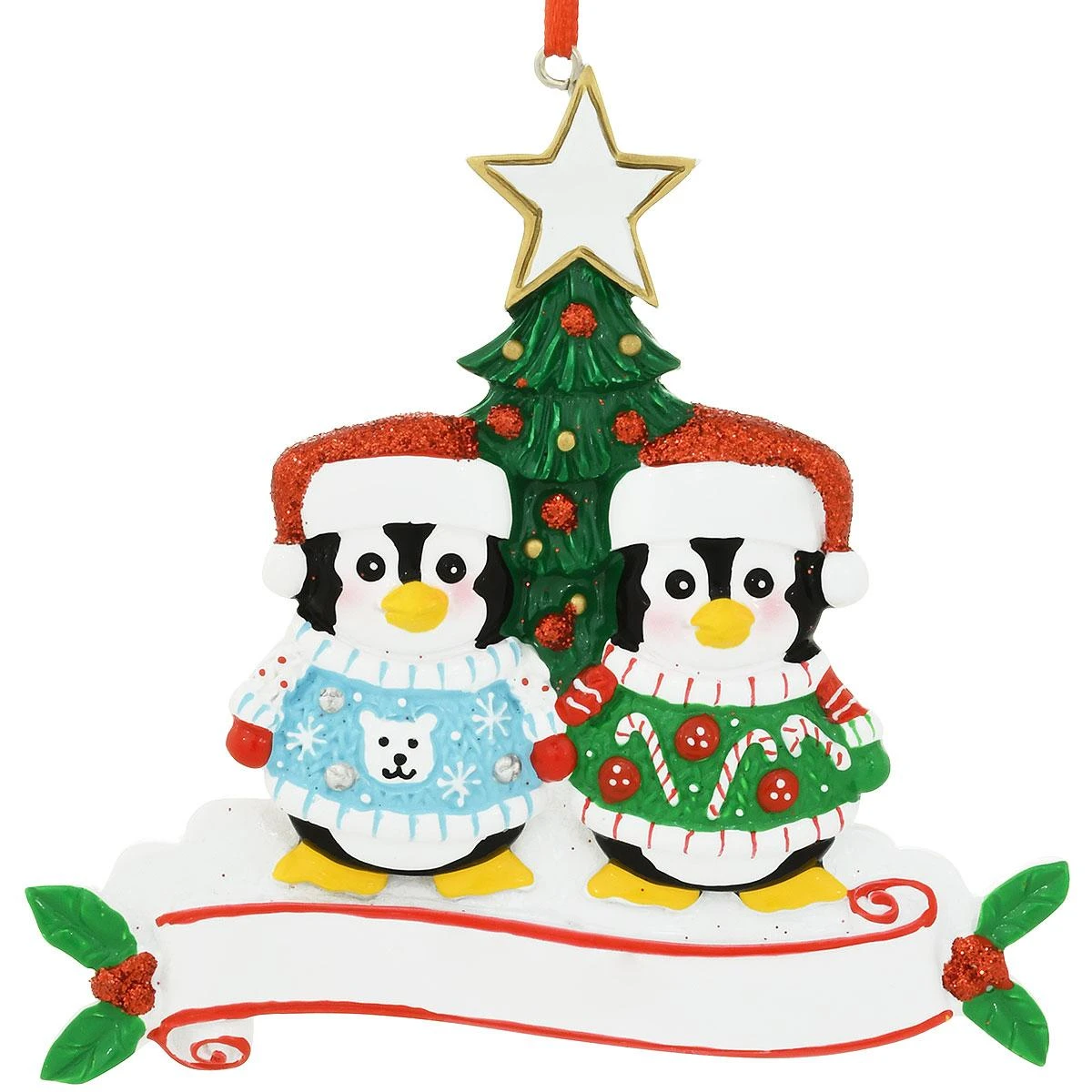Personalized 2 Penguins In Christmas Sweaters Ornament 5 Personalized 2 Penguins In Christmas Sweaters Ornament - Image 3