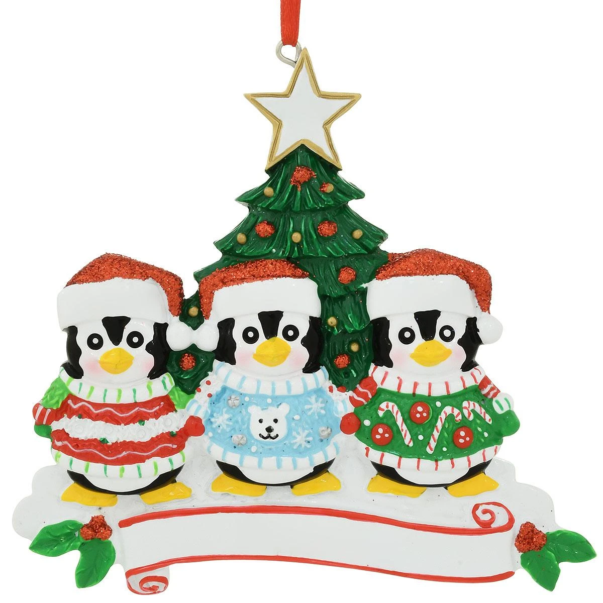 Personalized 3 Penguins In Christmas Sweaters Ornament 5 Personalized 3 Penguins In Christmas Sweaters Ornament - Image 3