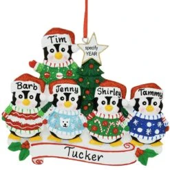 Personalized 5 Penguins In Christmas Sweaters Ornament -Holiday Decoration Store 1206162 web 2