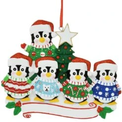 Personalized 5 Penguins In Christmas Sweaters Ornament -Holiday Decoration Store 1206162 web 3