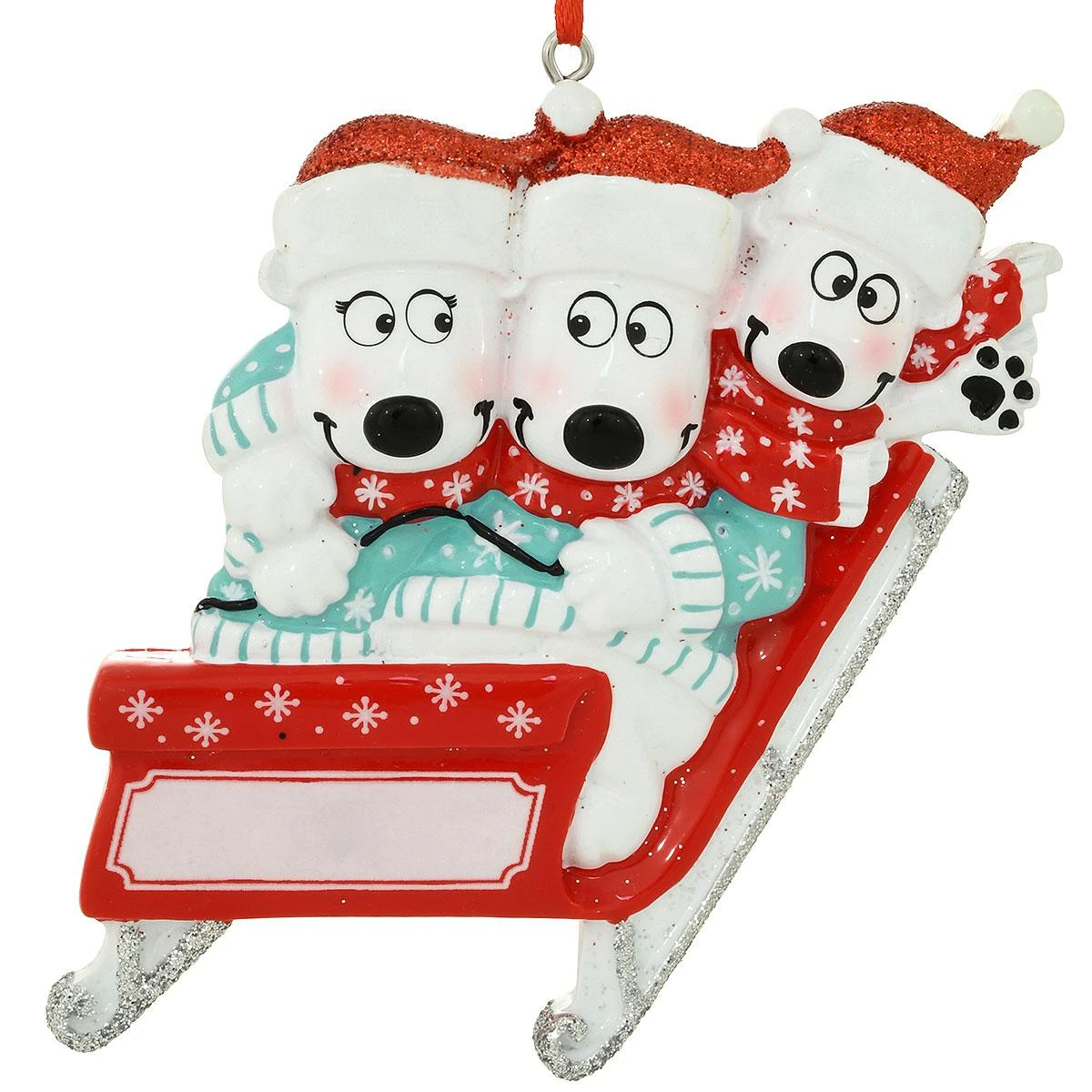Personalized Polar Bears On Sled Family Of 3 Ornament 4 Personalized Polar Bears On Sled Family Of 3 Ornament - Image 2