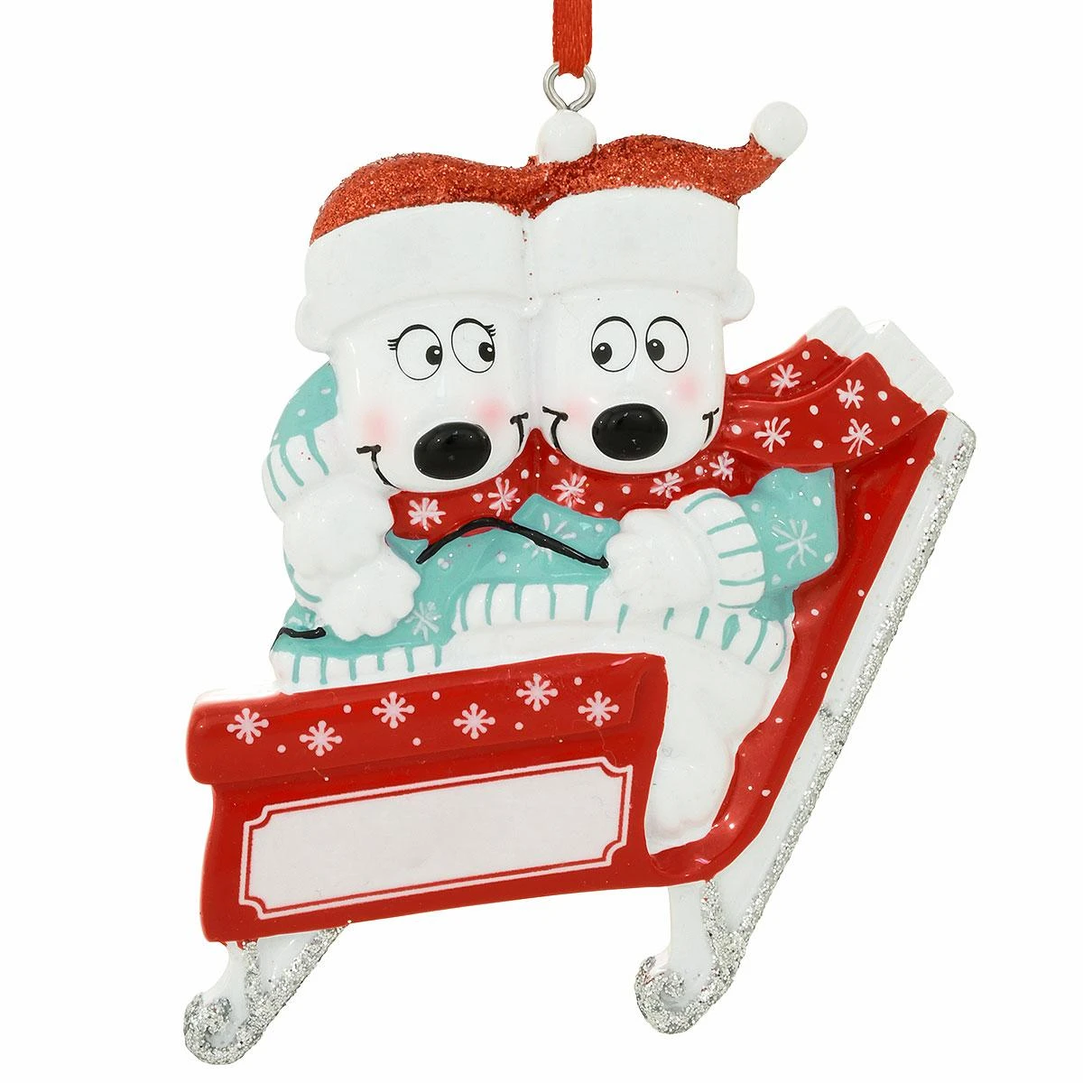 Personalized Polar Bear Couple On Sled Ornament 4 Personalized Polar Bear Couple On Sled Ornament - Image 2