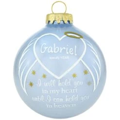 Personalized I Will Hold You Memorial Glass Ornament Blue
