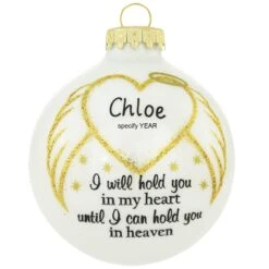Personalized I Will Hold You Memorial Glass Ornament White