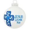 Jesus Loves Me Blue Glass Ornament -Holiday Decoration Store 1206343 web 1.default