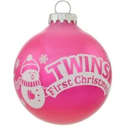 Personalized Twins 1st Christmas Pink Glass Ornament -Holiday Decoration Store 1206351 web 3