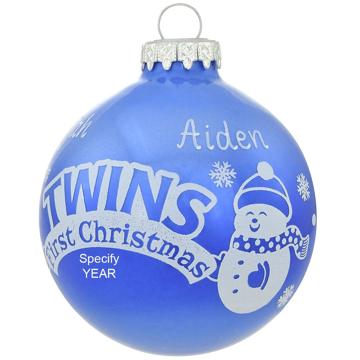 Personalized Twins 1st Christmas Blue Glass Ornament 4 Personalized Twins 1st Christmas Blue Glass Ornament - Image 2