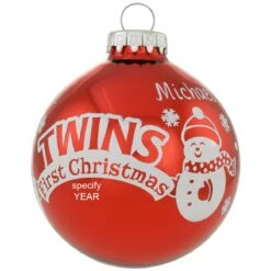 Personalized Twins 1st Christmas Red Glass Ornament -Holiday Decoration Store 1206353 web 2