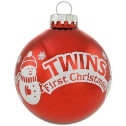 Personalized Twins 1st Christmas Red Glass Ornament -Holiday Decoration Store 1206353 web 3