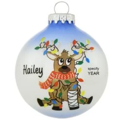 Personalized Reindeer In Cast Two-Tone Glass Ornament