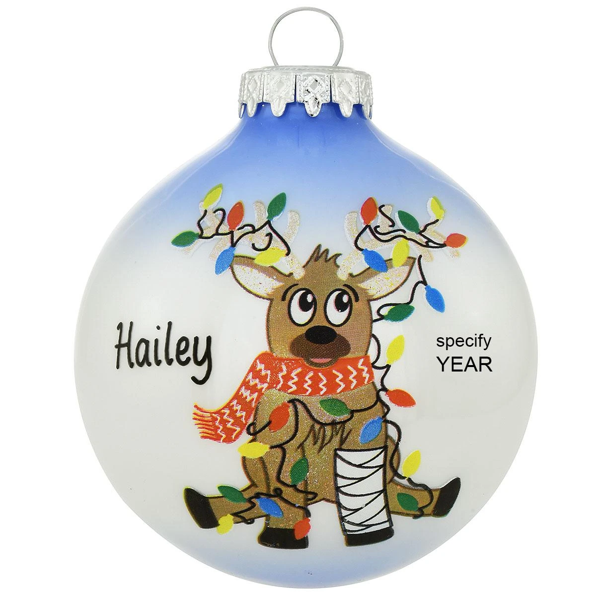 Personalized Reindeer In Cast Two-Tone Glass Ornament 3 Personalized Reindeer In Cast Two-Tone Glass Ornament