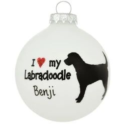 Personalized I Love My Labradoodle Glass Ornament