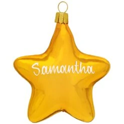 Personalized Gold Star Glass Ornament