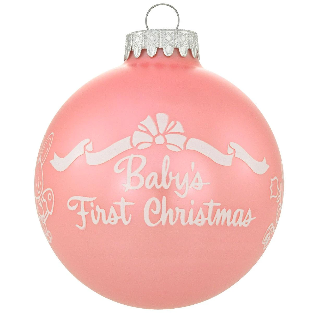 Personalized Baby's First Christmas Glossy Pink Glass Ornament 4 Personalized Baby's First Christmas Glossy Pink Glass Ornament - Image 2