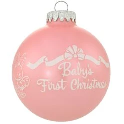 Personalized Baby's First Christmas Glossy Pink Glass Ornament 8 Personalized Baby's First Christmas Glossy Pink Glass Ornament -Holiday Decoration Store 1206474 web 3