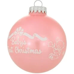 Personalized Baby's First Christmas Glossy Pink Glass Ornament 9 Personalized Baby's First Christmas Glossy Pink Glass Ornament -Holiday Decoration Store 1206474 web 4