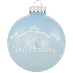 Personalized Baby's First Christmas Glossy Blue Glass Ornament -Holiday Decoration Store 1206475 web 2