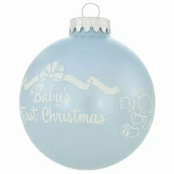 Personalized Baby's First Christmas Glossy Blue Glass Ornament -Holiday Decoration Store 1206475 web 4