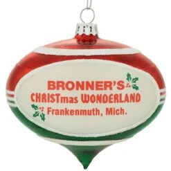 Bronner's Logo Red And Green Glass Form Ornament