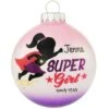 Personalized Super Girl 3 Tone Glass Sparkle Ornament