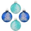 Set Of 4 Aqua And Blue Glass Ornaments With White Glitter Tree Designs 2 Set Of 4 Aqua And Blue Glass Ornaments With White Glitter Tree Designs -Holiday Decoration Store 1206993 web 1.default