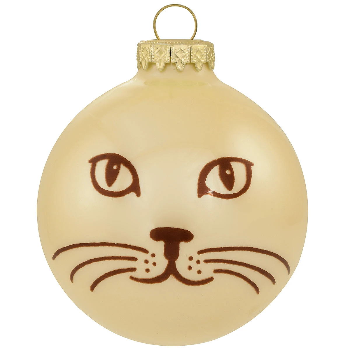 Personalized Cat Face On Beige Opal Glass Ornament 3 Personalized Cat Face On Beige Opal Glass Ornament