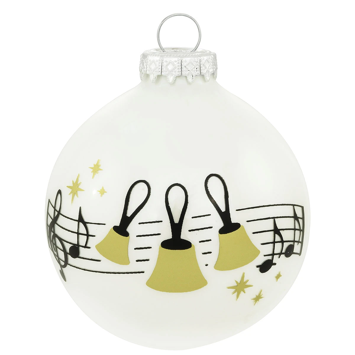 Personalized Hand Bells Music Staff On White Opal Glass Ornament 4 Personalized Hand Bells Music Staff On White Opal Glass Ornament - Image 2
