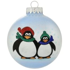 Personalized Penguin Parent And Child Glass Sparkle Ornament -Holiday Decoration Store 1207032 web 2