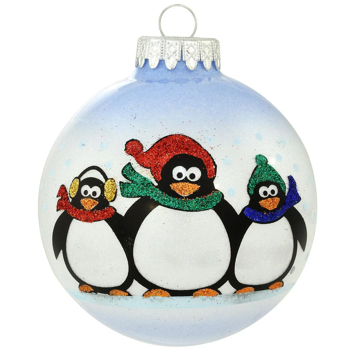 Personalized Penguin Parent With 2 Children Glass Sparkle Ornament 4 Personalized Penguin Parent With 2 Children Glass Sparkle Ornament - Image 2