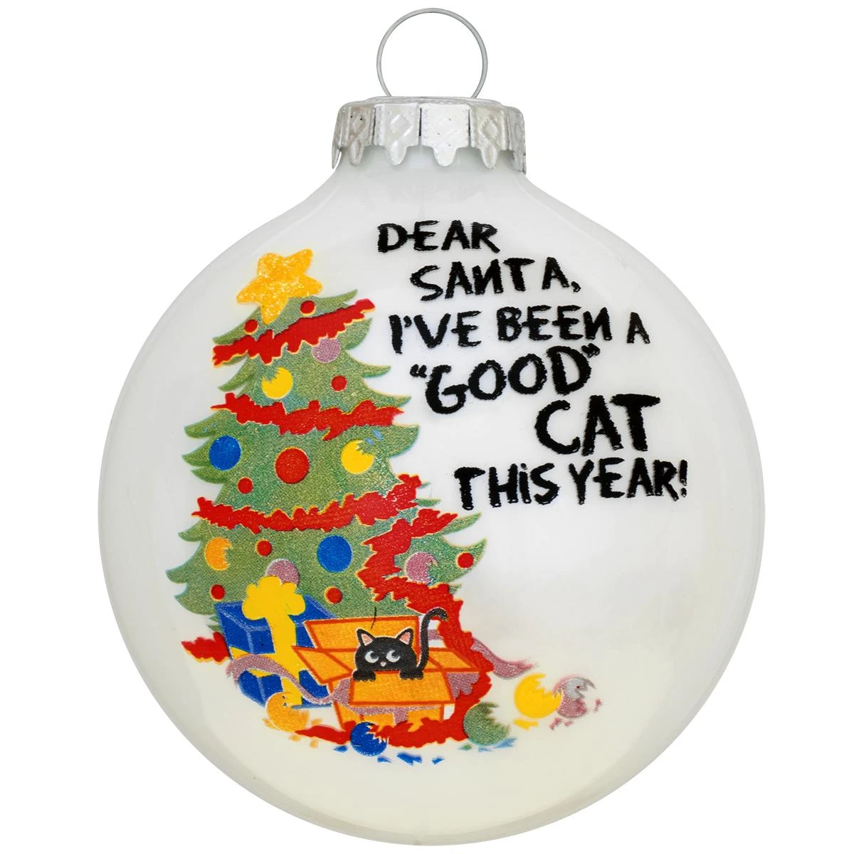 Personalized Dear Santa From Cat Glass Ornament 4 Personalized Dear Santa From Cat Glass Ornament - Image 2