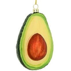 Avocado Half With Pit Glass Ornament