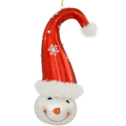 Snowman Head 7.25 Inch Glass Ornament