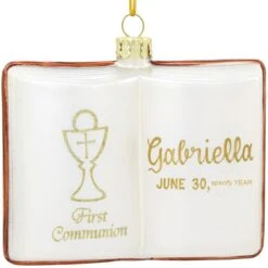 Personalized First Communion Bible Glass Book Form