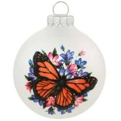 Symbol Of The Monarch Butterfly White Satin Glass Ornament