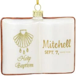 Personalized Holy Baptism Bible Glass Book Form