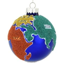 World Map Glitter Glass Ornament