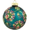 Pink Flowers On Blue-Green Glass Ornament 2 Pink Flowers On Blue-Green Glass Ornament -Holiday Decoration Store 1209312 web 1.default