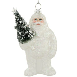 Yeti With Tree Glass Ornament