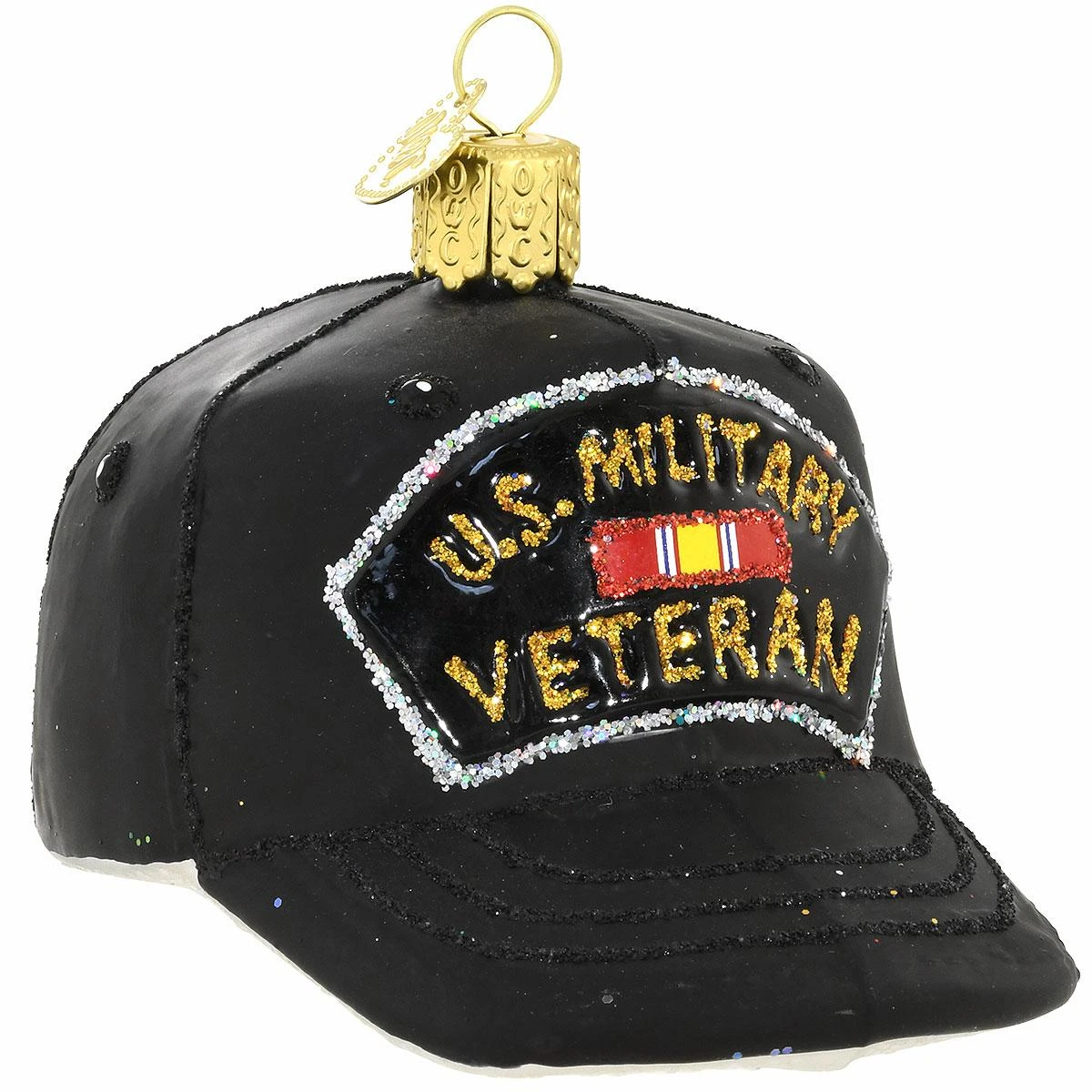 Veterans Cap Glass Ornament 3 Veterans Cap Glass Ornament
