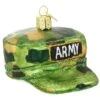 Army Cap Glass Ornament