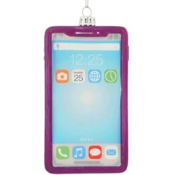 Personalized Smart Phone Purple Glass Ornament -Holiday Decoration Store 1210522 web 3